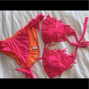Fuchsia Pink Halter Bikini Top & Bottom